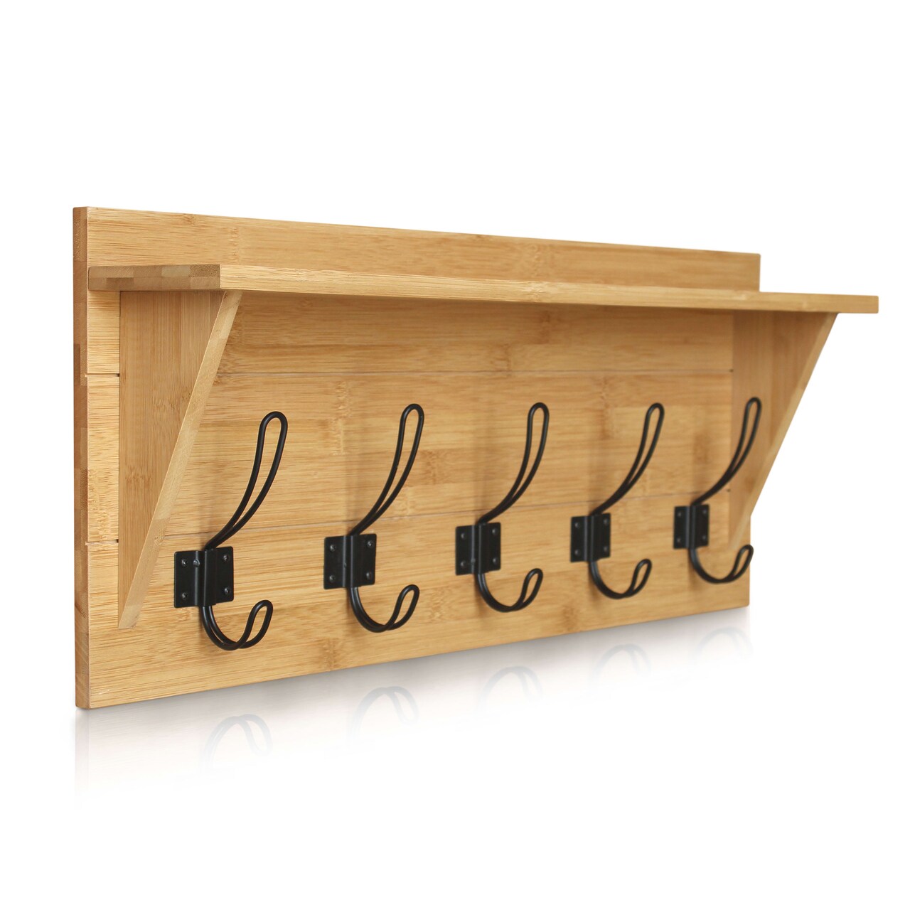 Rustic pine shelf with discount hooks